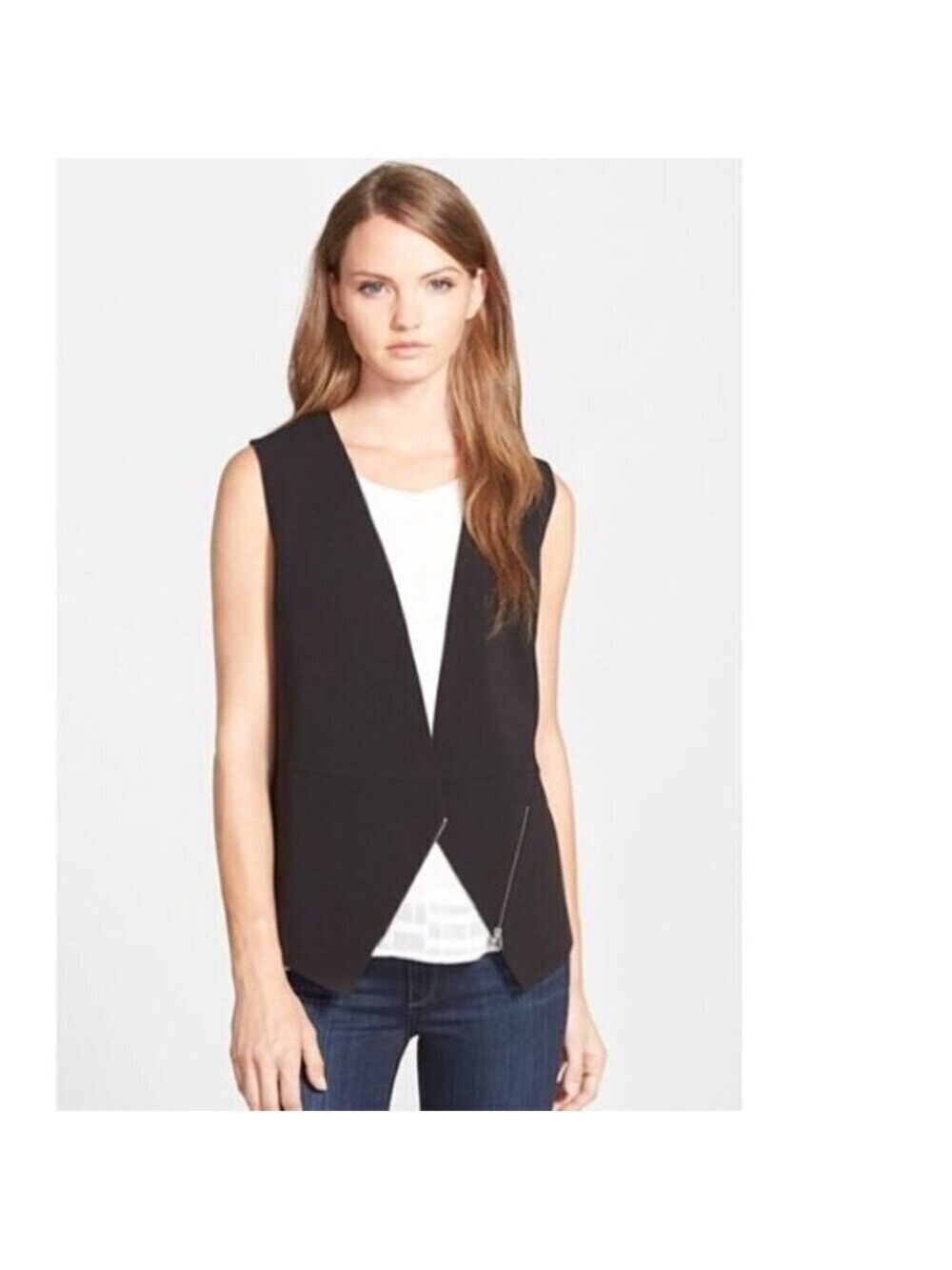 Trouvé Black Vest Asymmetrical Zipper Detail Women's Size XS